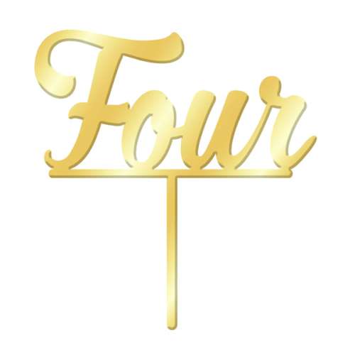Four Cake Topper - Glitter Gold - Click Image to Close